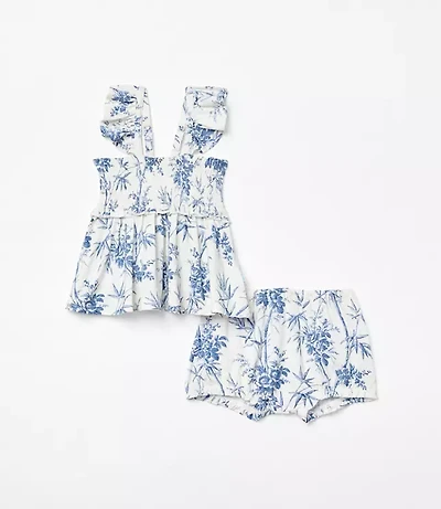 Posh Peanut x LOFT Palm Smocked Babydoll Bummie Set