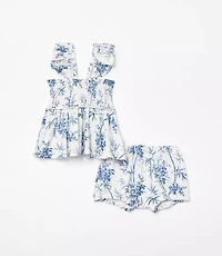 Posh Peanut x LOFT Palm Smocked Babydoll Bummie Set