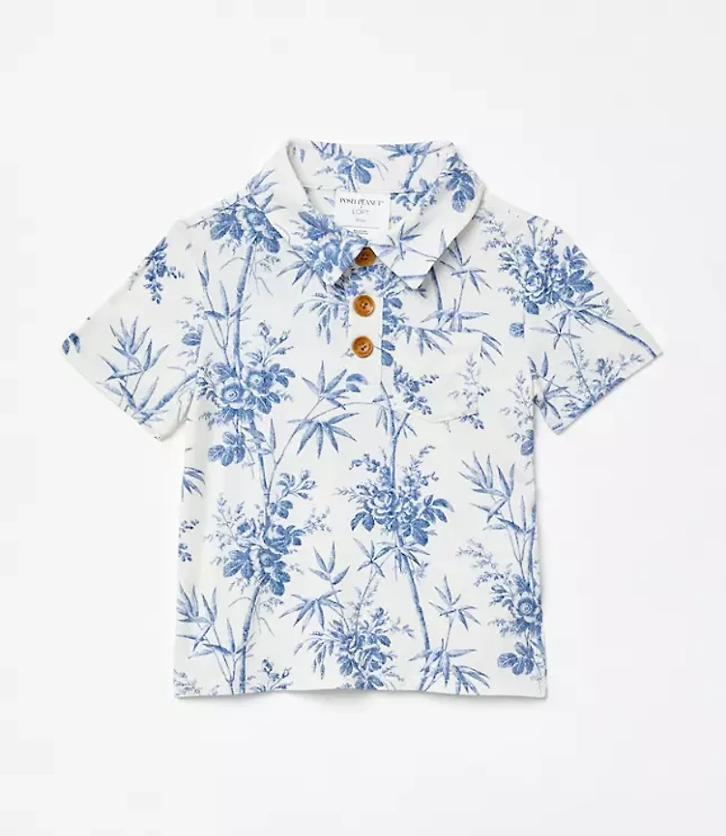 Posh Peanut X LOFT Palm Short Sleeve Collared Henley Top