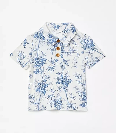 Posh Peanut X LOFT Palm Short Sleeve Collared Henley Top
