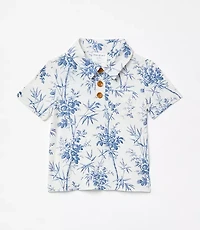 Posh Peanut X LOFT Palm Short Sleeve Collared Henley Top