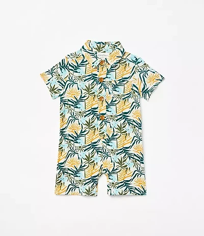 Posh Peanut X LOFT Sunset Short Sleeve Collared Henley Romper