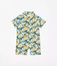 Posh Peanut X LOFT Sunset Short Sleeve Collared Henley Romper