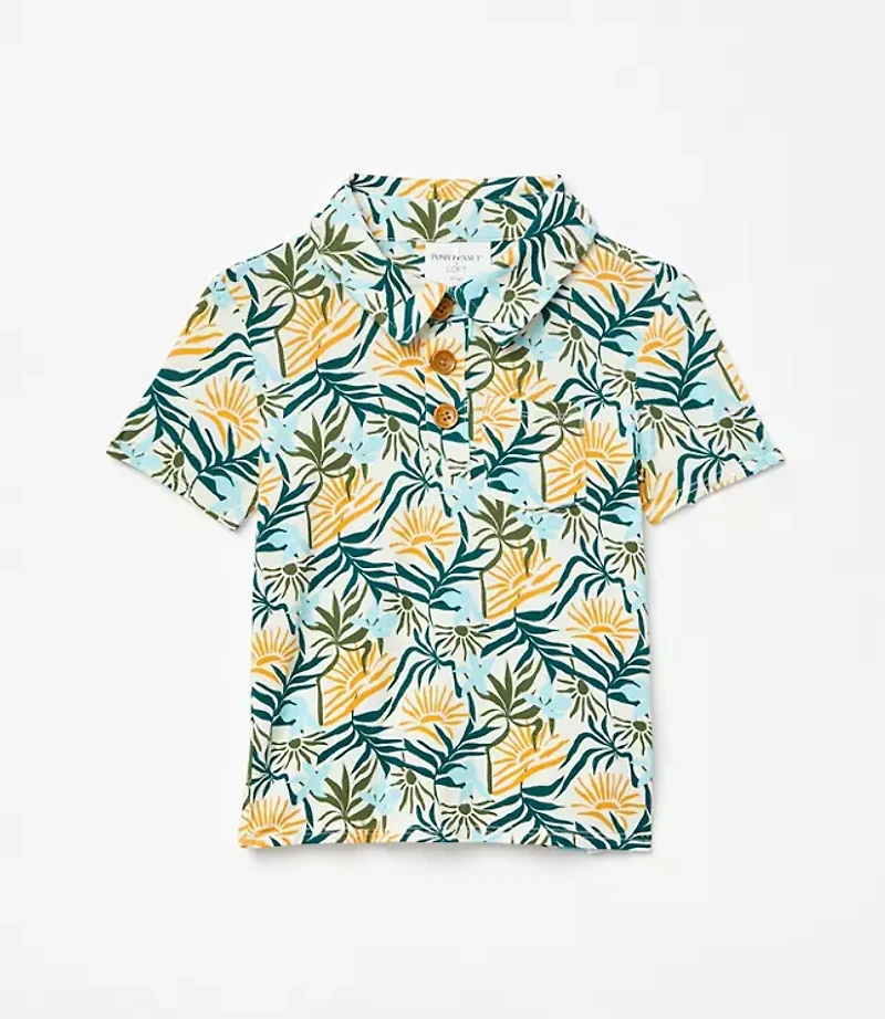 Posh Peanut X LOFT Sunset Short Sleeve Collared Henley Top