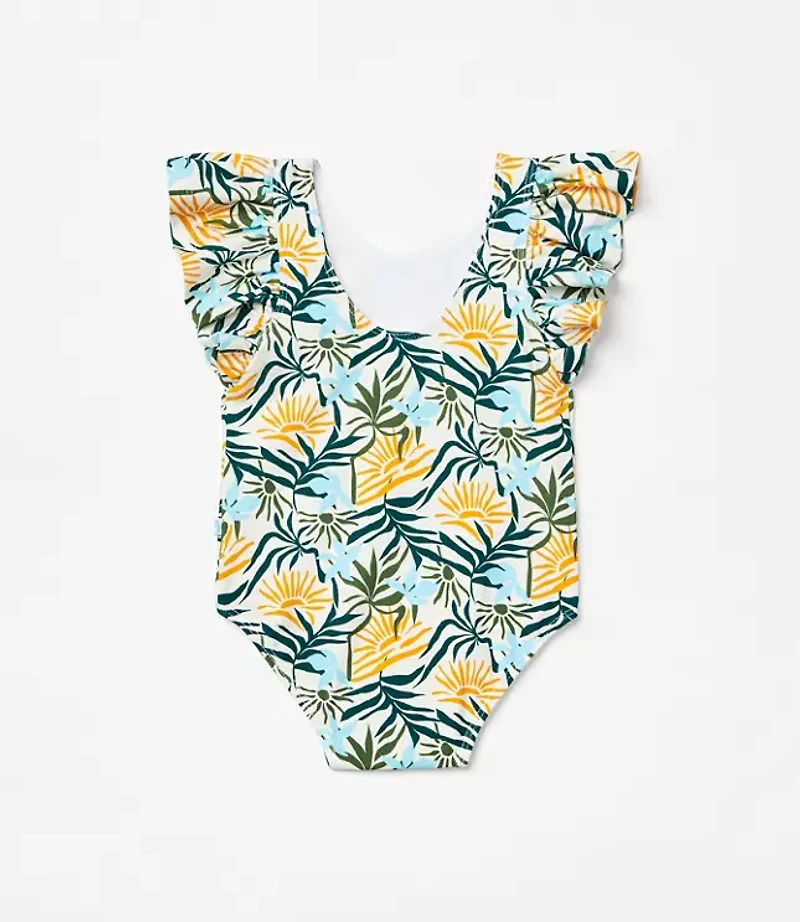 Posh Peanut X LOFT Sunset One Piece Ruffled Flutter Sleeve Swimsuit