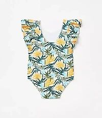 Posh Peanut X LOFT Sunset One Piece Ruffled Flutter Sleeve Swimsuit