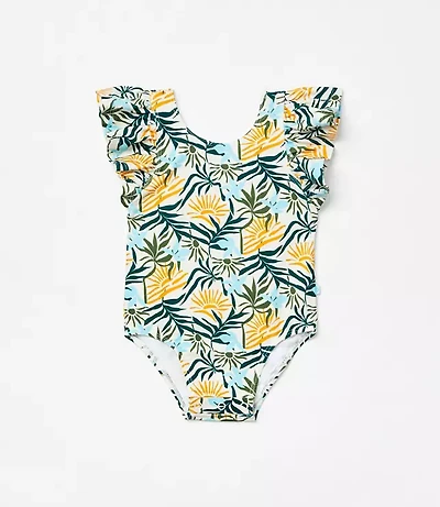Posh Peanut X LOFT Sunset One Piece Ruffled Flutter Sleeve Swimsuit