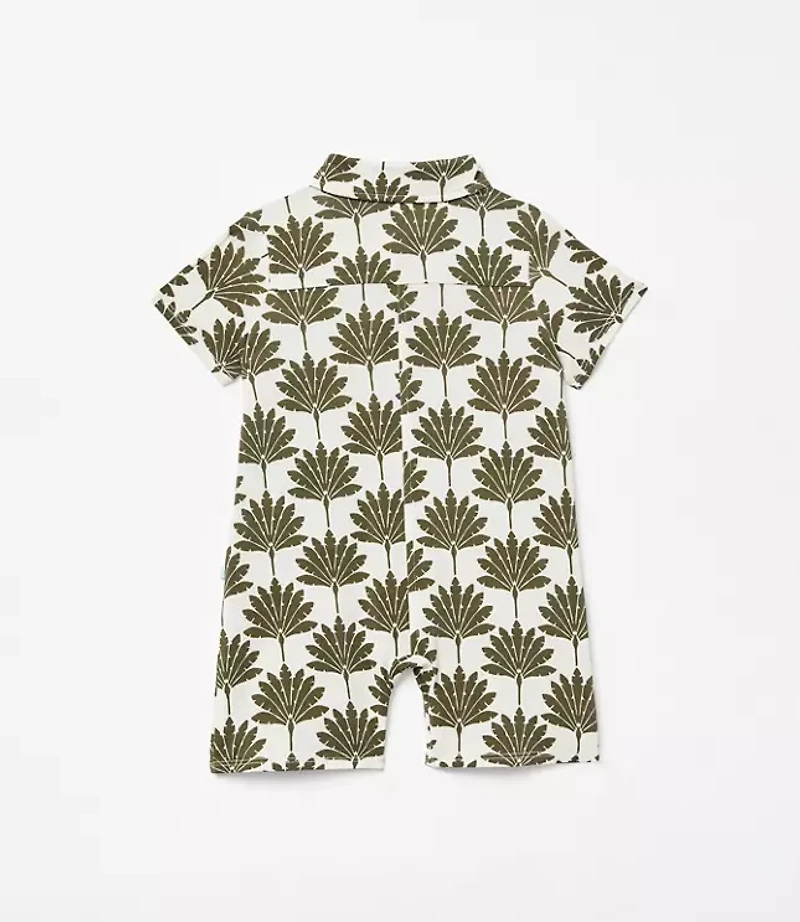 Posh Peanut X LOFT Palm Short Sleeve Collared Henley Romper