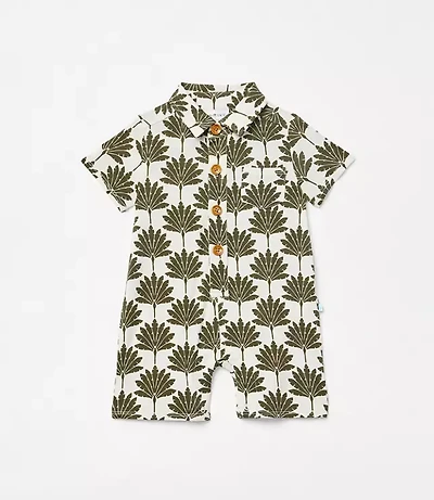 Posh Peanut X LOFT Palm Short Sleeve Collared Henley Romper