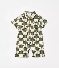 Posh Peanut X LOFT Palm Short Sleeve Collared Henley Romper
