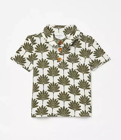 Posh Peanut X LOFT Palm Short Sleeve Collared Henley Top