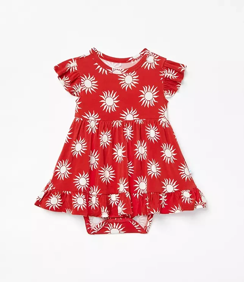 Posh Peanut X LOFT Sunny Cap Sleeve Ruffled Twirl Bodysuit Dress