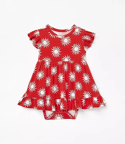 Posh Peanut X LOFT Sunny Cap Sleeve Ruffled Twirl Bodysuit Dress