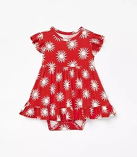 Posh Peanut X LOFT Sunny Cap Sleeve Ruffled Twirl Bodysuit Dress