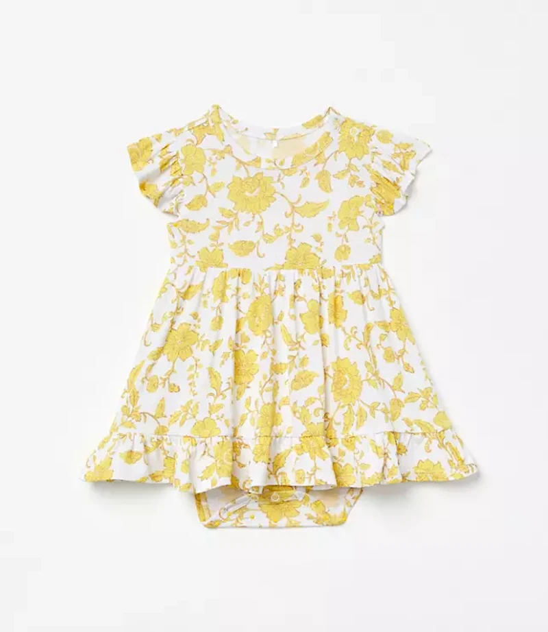 Posh Peanut X LOFT Floral Cap Sleeve Ruffled Twirl Bodysuit Dress