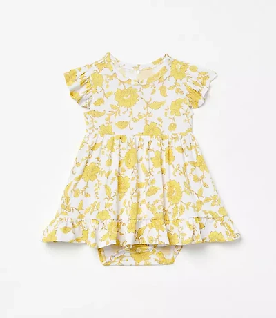 Posh Peanut X LOFT Floral Cap Sleeve Ruffled Twirl Bodysuit Dress