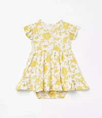 Posh Peanut X LOFT Floral Cap Sleeve Ruffled Twirl Bodysuit Dress
