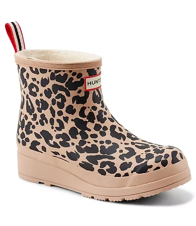 Hunter Cheetah Play Insulated Vegan Shearling Short Rain Boots