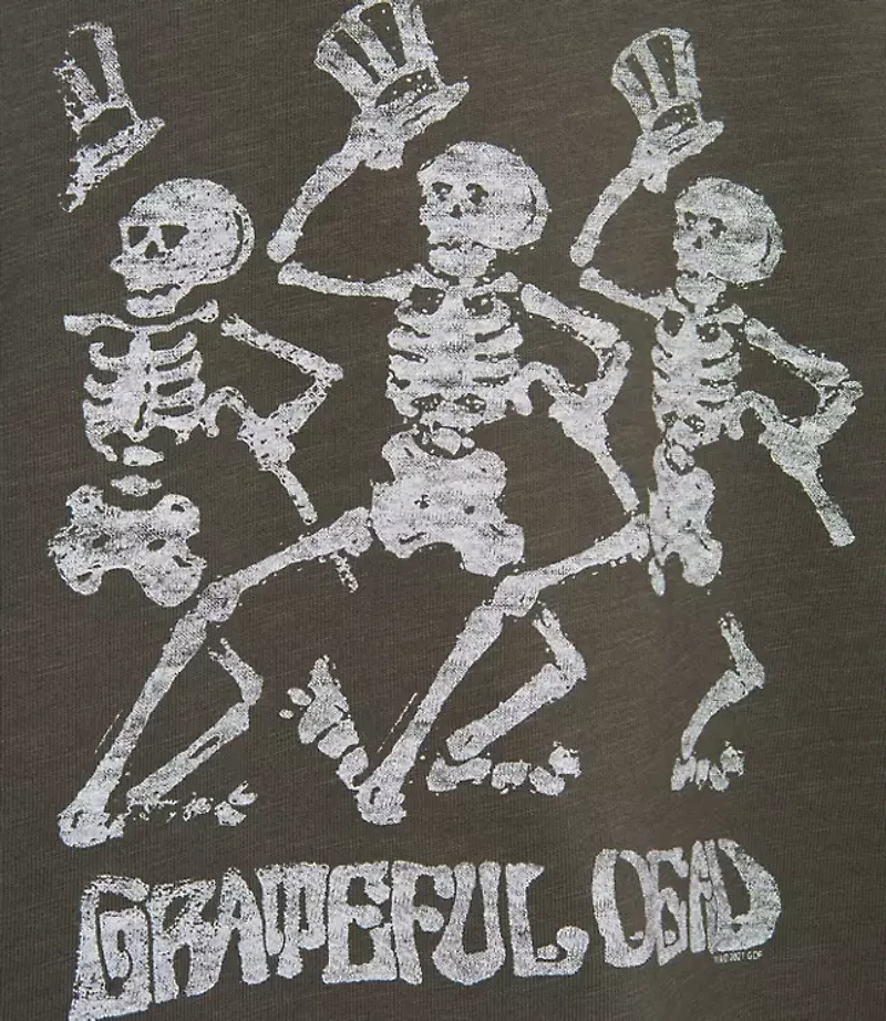 Junk Food Grateful Dead Dancing Skeletons Cropped Mock Neck Tee