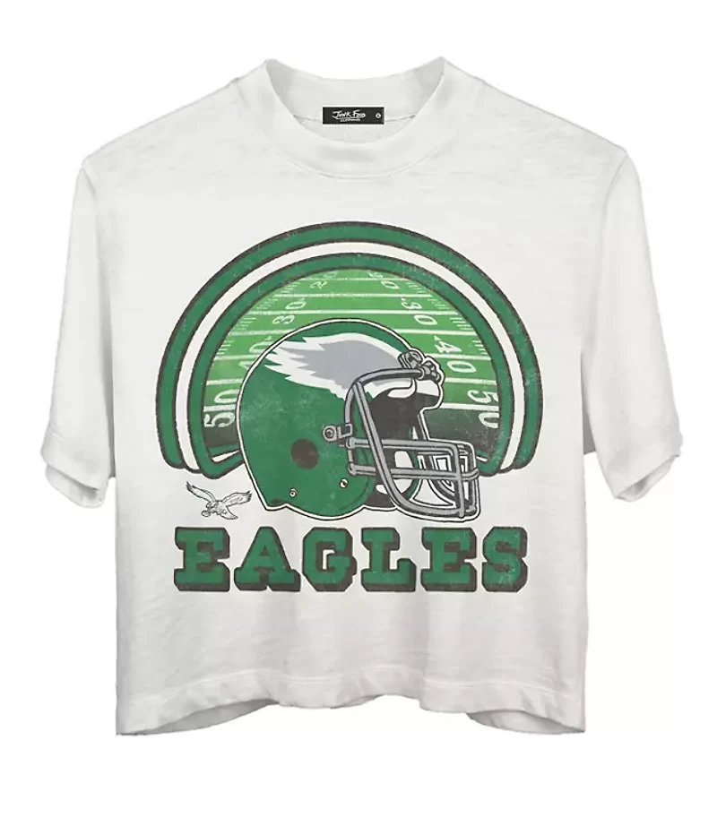 Junk Food Philadelphia Eagles Game Time Mock Neck Crop Tee