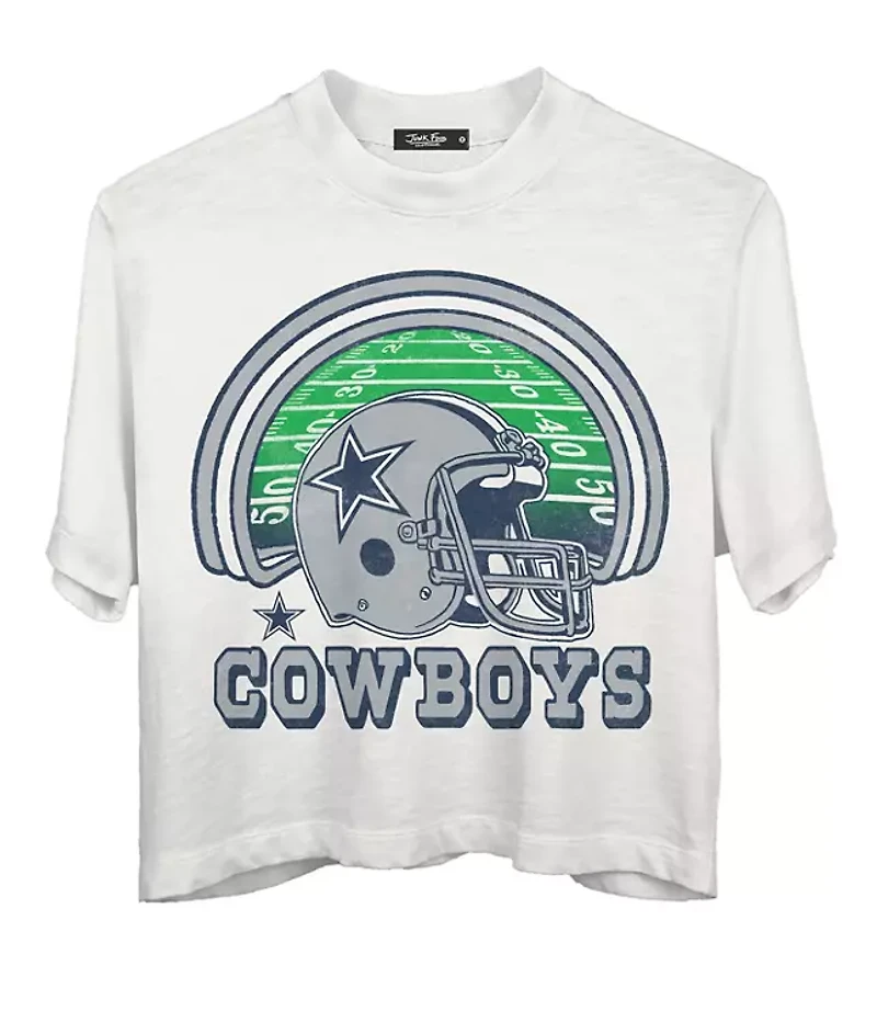 Junk Food Dallas Cowboys Game Time Mock Neck Crop Tee