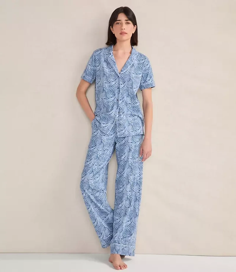 Haven Well Within Organic Cotton Jersey Abstract Wave Sleep Set