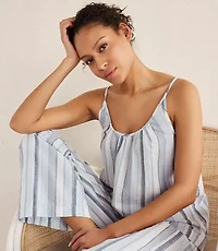 Haven Well Within Organic Cotton Linen Coastal Stripe Sleep Cami