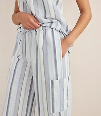 Haven Well Within Organic Cotton Linen Coastal Stripe Cargo Sleep Pants