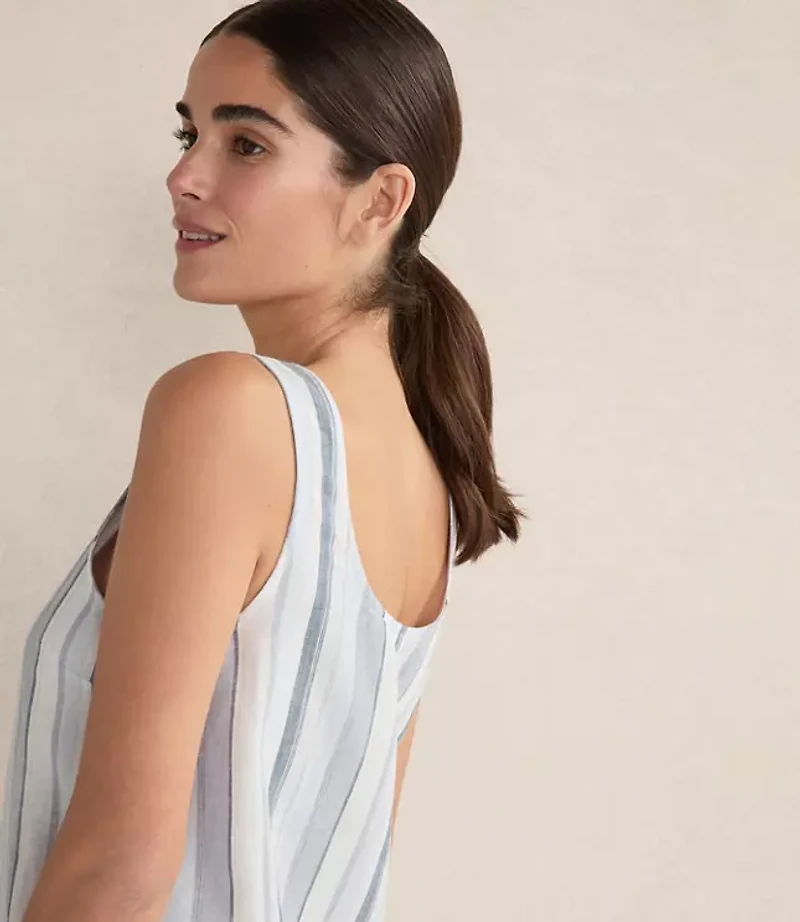 Haven Well Within Organic Cotton Linen Coastal Stripe Sleep Dress