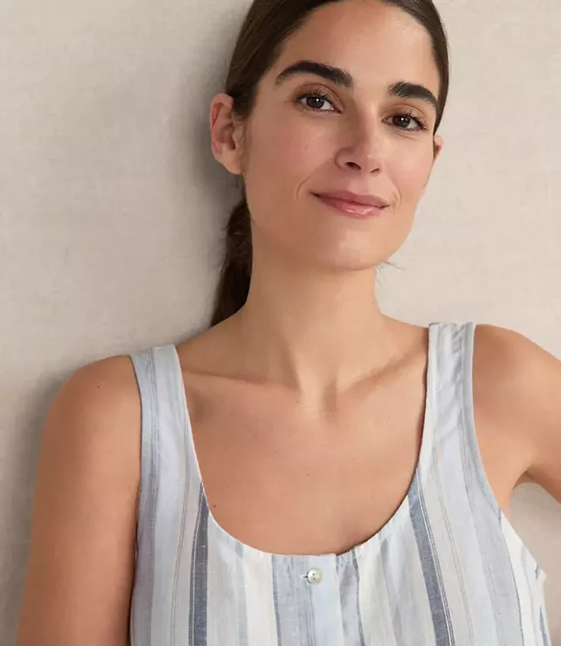 Haven Well Within Organic Cotton Linen Coastal Stripe Sleep Dress