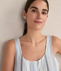 Haven Well Within Organic Cotton Linen Coastal Stripe Sleep Dress