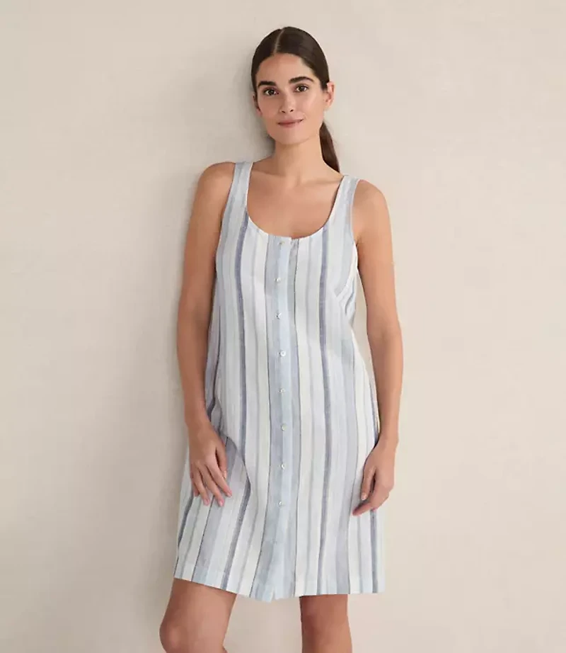 Haven Well Within Organic Cotton Linen Coastal Stripe Sleep Dress