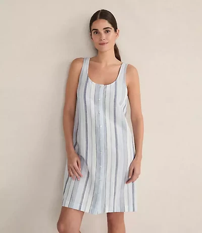 Haven Well Within Organic Cotton Linen Coastal Stripe Sleep Dress