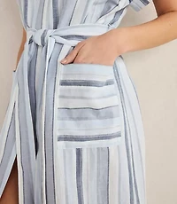 Haven Well Within Organic Cotton Linen Coastal Stripe Robe