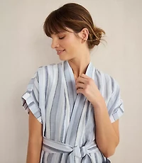 Haven Well Within Organic Cotton Linen Coastal Stripe Robe