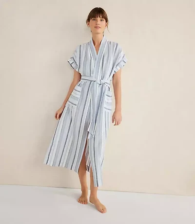 Haven Well Within Organic Cotton Linen Coastal Stripe Robe