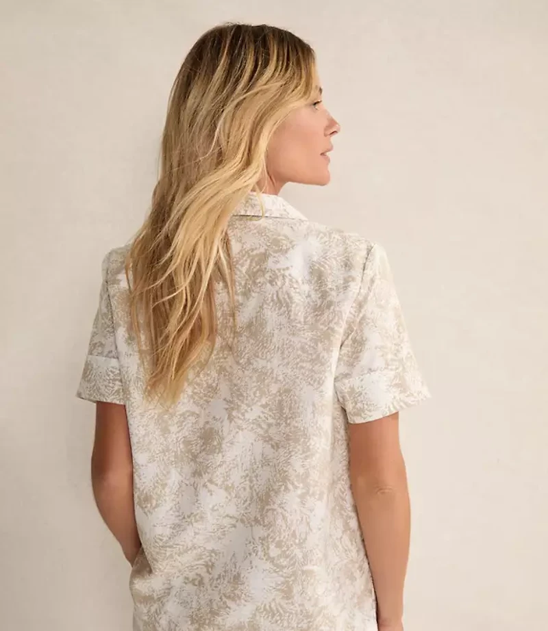 Haven Well Within Organic Cotton Linen Serene Botanicals Short Sleeve Sleep Top