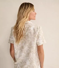 Haven Well Within Organic Cotton Linen Serene Botanicals Short Sleeve Sleep Top