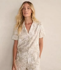 Haven Well Within Organic Cotton Linen Serene Botanicals Short Sleeve Sleep Top