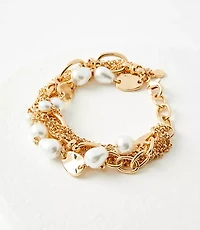 Pearlized Mixed Chain Link Bracelet