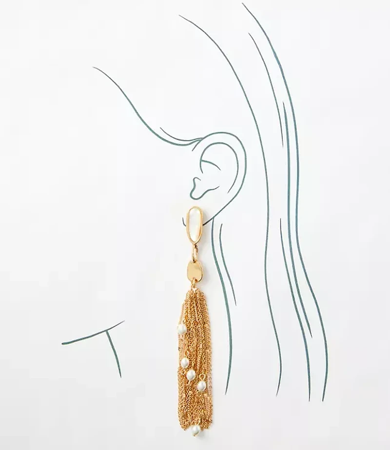Pearlized Chain Drop Earrings