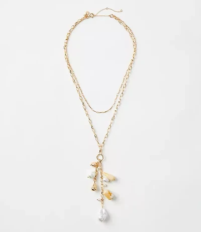 Pearlized Cluster Charm Necklace