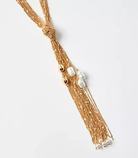 Pearlized Chain Extra Long Y Necklace