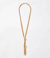 Pearlized Chain Extra Long Y Necklace