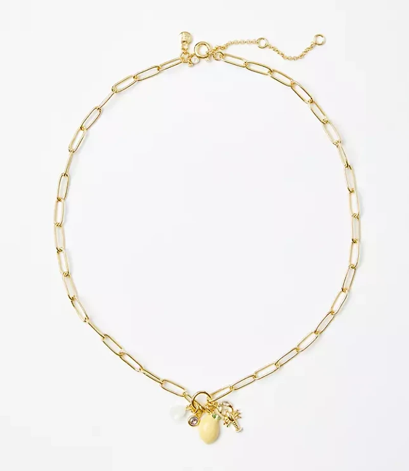 Lemon Lobster Cluster Necklace