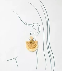 Raffia Beaded Fan Statement Earrings