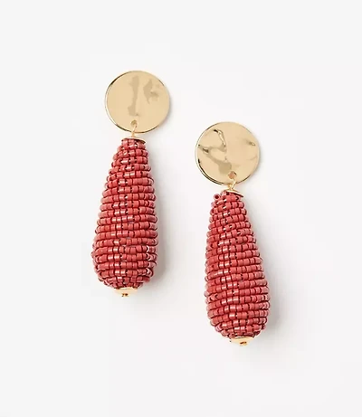 Molded Coin Beaded Drop Earrings