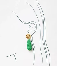 Molded Coin Beaded Drop Earrings