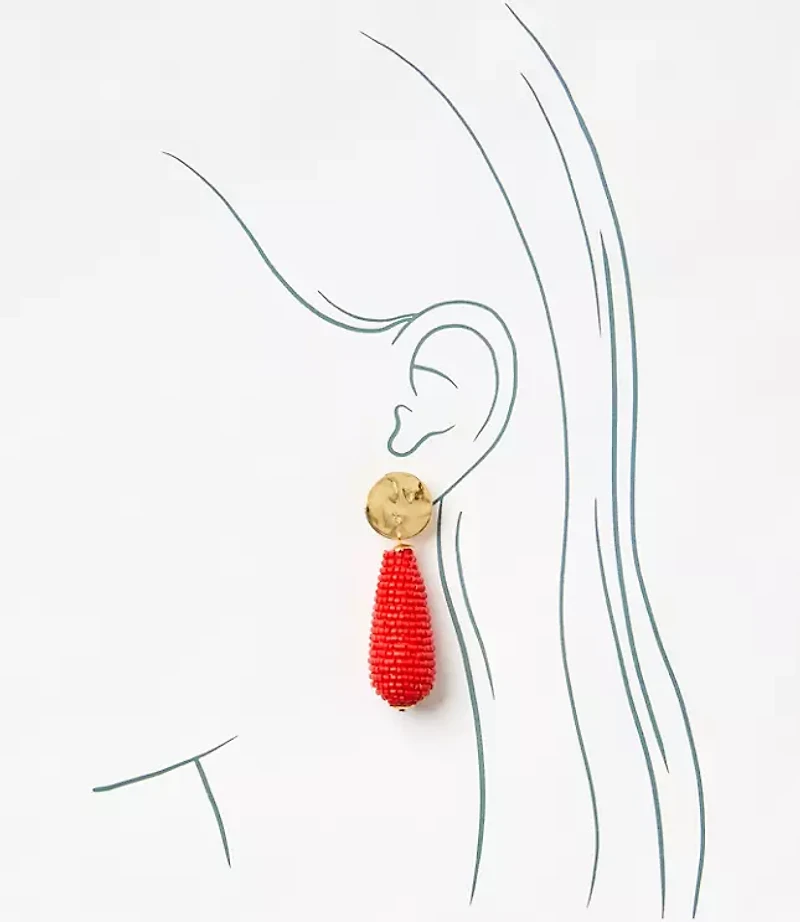 Molded Coin Beaded Drop Earrings