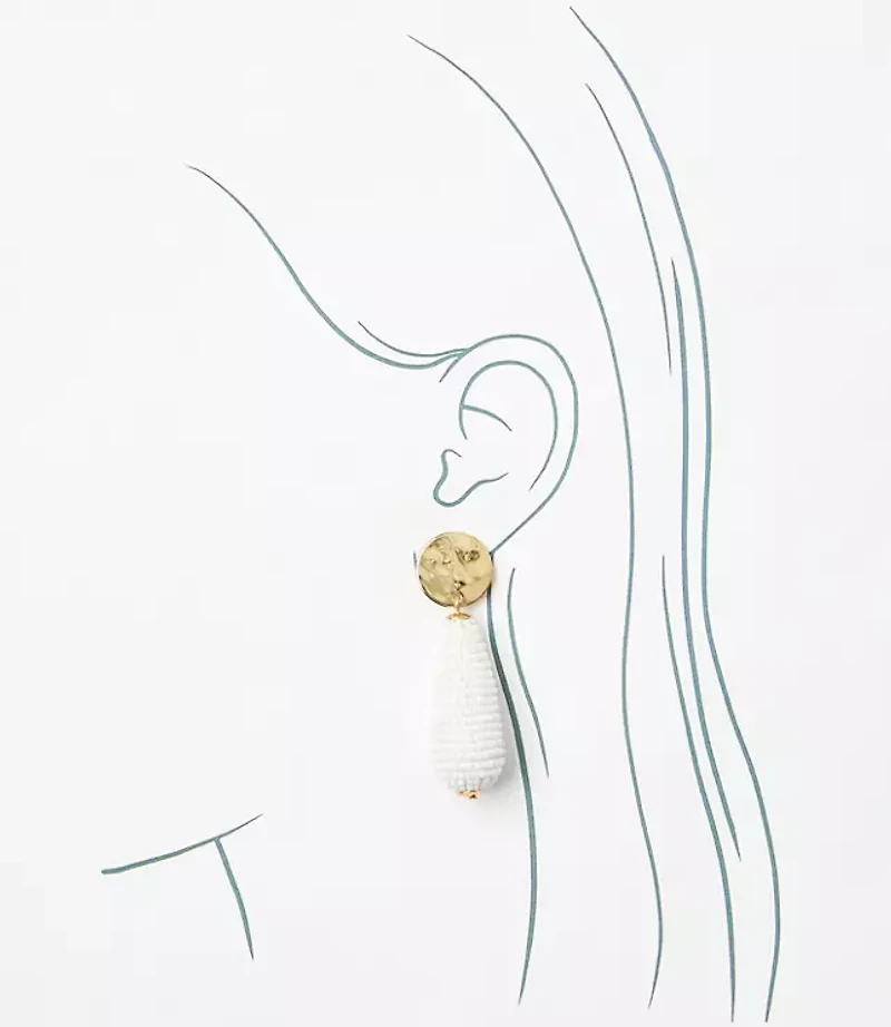 Molded Coin Beaded Drop Earrings